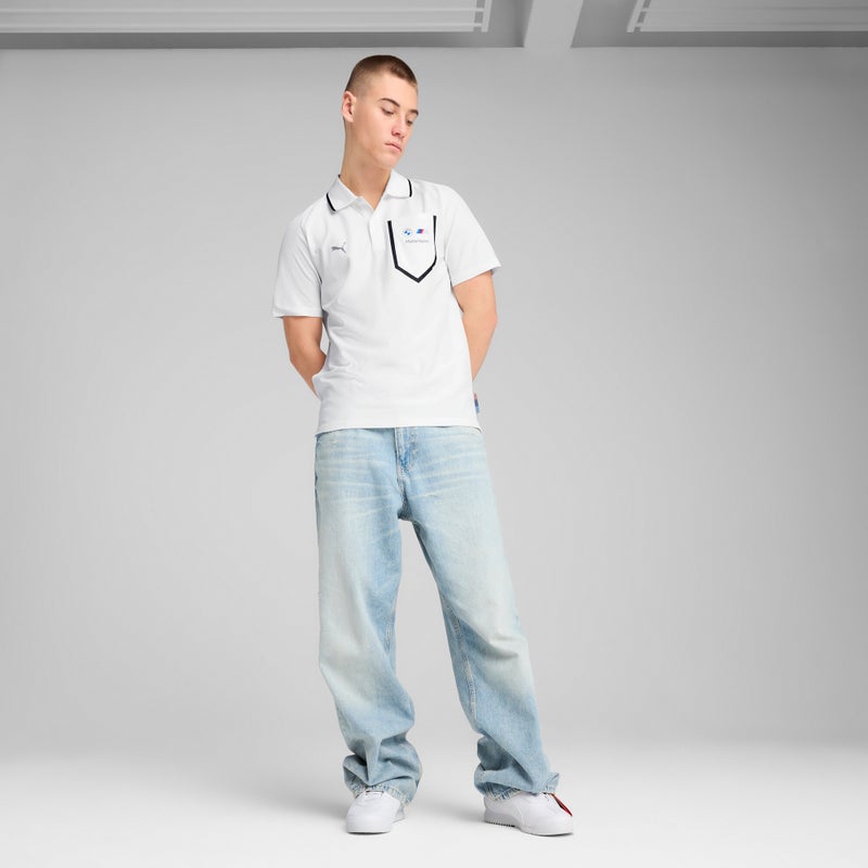 PUMA BMW M Motorsport Mens White Polo Shirt - Image 3